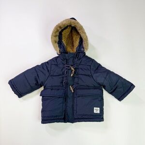 Oshkosh B’Gosh Puffer Winter Outwear Gorpcore Coat Removable Faux Fur Hood 12 mo